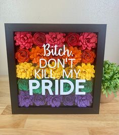 Celebrate Pride all year long with these shadowboxes! Rainbow paper flowers, wooden and glass frames, and permanent vinyl. Frames can sit on tabletop and have a sawtooth hanger on the back for the option of displaying it on a wall. Choose your style and your frame color. Pride Shadow Box Ideas, Pride Posters Ideas Diy, Pride Month Decorations Diy, Pride Decorations Party, Pride Diy Ideas, Rainbow Shadow Box Ideas, Pride Gifts Ideas, Pride Month Decor, Pride Cricut Projects