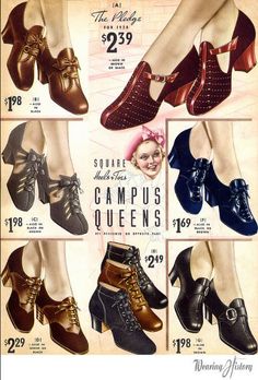 1950s Women's Shoes, 1930s Shoes For Women, 1930 Shoes, 1940 Shoes, 40s Shoes, 1938 Fashion, 1930s Shoes, 1950s Shoes, Vintage Shoes Women