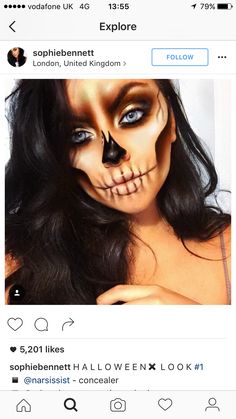 Half Sugar Skull Makeup, Horror Smink, Zhavia Ward, Make Up Diy, Halloweenský Makeup, Drag Make-up, Skeleton Makeup, Special Fx Makeup, Sugar Skull Makeup