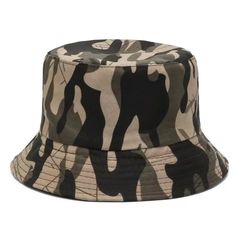 Elevate your outdoor style with our Camo Bucket Hat, the perfect blend of functionality and fashion. Whether you're hiking, fishing, or simply enjoying a sunny day, this hat provides the ultimate protection and a stylish look. Key Features: Durable Material: Crafted from cotton and polyester to ensure long-lasting wear and comfort. Classic Camo Design: Features a timeless camouflage pattern that blends seamlessly with natural surroundings, making it perfect for outdoor adventures. Wide Brim: Off Brown Summer Hats For Outdoor Activities, Black Bucket Hat For Summer Outdoor Activities, Black Summer Bucket Hat For Outdoor Activities, Summer Black Bucket Hat For Outdoor Activities, Black Visor Bucket Hat For Outdoor, Outdoor Bucket Hat With Curved Brim, Khaki Cap Sun Hat For Summer, Lightweight Visor Bucket Hat For Camping, One Size Fits Most Brimmed Bucket Hat For Outdoor