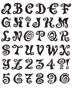 an old fashioned alphabet with swirly letters