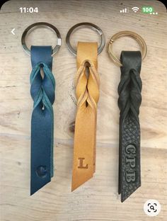 three different types of leather key chains