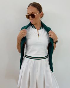 Check out our US Open inspired outfits! ⛳   Channel your inner pro golfer with our collection of chic and sporty ensembles that are sure to make you the most fashionable player on the green!   Tap to shop our looks! Sporty Collared Top With Placket, Sporty Spring T-shirt With Ribbed Cuffs, Green Sporty Polo Collar Top, Pro Golfers, Sporty Polo Collar Golf T-shirt, Outfit Inspirations