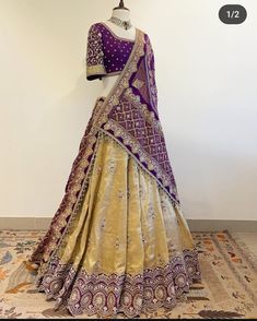 Tissue Silk Lehenga, Lehenga Saree Design, Wedding Lehenga Designs, Lehenga Designs Simple, Indian Bride Outfits, Gota Work, Indian Saree Blouses Designs, Half Saree Designs