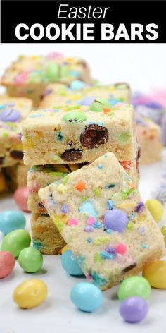 easter cookie bars stacked on top of each other