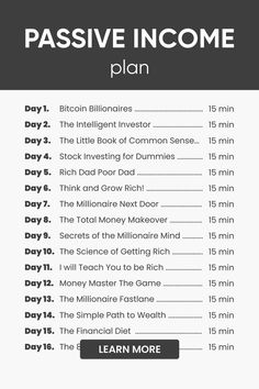 the passive income plan is shown in black and white