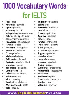 a list of words that are in english and spanish with the title 100 vocaular words for ielts