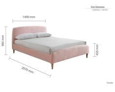 a bed with measurements for the headboard and foot board