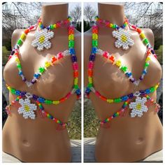 Daisy Kandi Harnessfestival Harnessrave Harnessbody | Etsy Kandi Bra, Rave Harness, Kandi Choker, Kandi Masks, Rave Outfits Diy, Gogo Outfits, Rave Bae, Outfit Edc