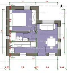 the floor plan for a small apartment with two beds and one living room in it