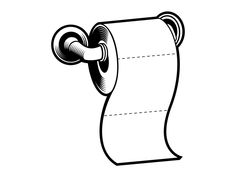 a black and white drawing of a roll of toilet paper with the end rolled up