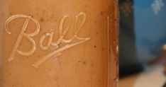 a close up of a jar filled with food