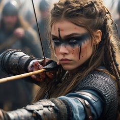 Viking Women Aesthetic, Fantasy Warrior Aesthetic, Warrior Halloween Costumes, Viking Warrior Costume, Bow And Arrow Costume, Viking Costume Woman, Valkyrie Warrior, Viking Girl Aesthetic, Warrior Girl Aesthetic