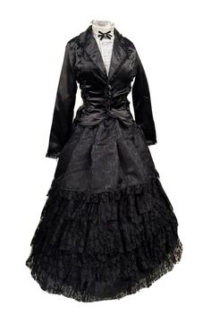 This Gothic Steampunk Victorian outfit in black and off white  is perfect for formal occasions. The Raven SDL designer brand brings a unique and edgy style to the outfit. The black colour gives a classic touch. The outfit is perfect for weddings, proms, and other formal events. It is new with tags and in pristine condition. The quality of the outfit is exceptional and will make you stand out in any crowd. Get ready to make a statement with this Gothic Steampunk Victorian outfit. Consists of :- 1 Fitted Gothic Victorian Dress For Costume Party, Black Fitted Victorian Dress For Costume Party, Black Fitted Victorian Dress With Overbust Shape, Fitted Black Victorian Overbust Dress, Steampunk Victorian Dress For Costume Party, Black Gothic Victorian Dress Costume, Black Gothic Victorian Dress For Costume, Gothic Black Victorian Dress For Halloween, Black Gothic Victorian Dress For Party