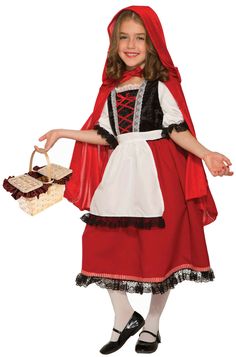 Hooded cape, Dress, Apron, Basket not included Pretty Little Red Riding Hood Deluxe Child Costume (Large) Product Description: Hooded cape Dress Apron Basket not included Manufacturer's Size Chart: Returns: To receive return instructions, please open a return request through eBay. Most returns are processed within 1-2 weeks from the day we get it back. All shipping charges (original and return shipping) are the buyer’s responsibility. Returns may take a little longer to process during Halloween Red Hood Costume, Little Red Riding Hood Costume, Riding Hood Costume, Cute Red Dresses, Red Riding Hood Costume, Costumes For Teens, Hooded Cape, Hooded Dress, Cape Dress