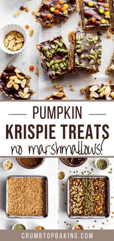 pumpkin krispie treats no marshmallows are on the table