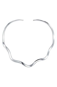 A wavy cuffed collar adds a contemporary finish to your style. Bright polished sterling silver ensures a lasting quality. 18" length No closure Sterling silver Imported Elegant Wavy Silver Jewelry, Modern Wavy Silver Jewelry, Silver Choker Necklace, Silver Choker, Choker Collar, Silver Pendant Necklace, Bling Jewelry, Free Jewelry, Womens Jewelry Necklace