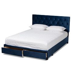 Baxton Studio Caronia Modern and Contemporary Navy Blue Velvet Fabric Upholstered 2-Drawer King Size Platform Storage Bed FredCo theFredCo Chic Bed, Platform Storage Bed, Platform Storage, King Storage Bed, Blue Velvet Fabric, King Platform Bed, Navy Blue Velvet, Queen Platform Bed, Baxton Studio