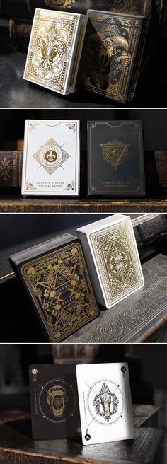 four different types of playing cards sitting on top of each other