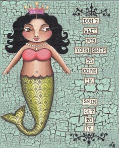 a drawing of a mermaid with words on it