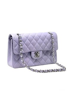 New arrival! Absolutely rare bag. 21 K dream colour handbags are sold out quickly once they are in retail. However, if you missed out on either last year's purple or this spring's lilac, this color may suit your fancy. Light purple colour is a bit more lavender than lilac. It's called “light purple". We present a Classic Chanel Small Flap Bag in light purple shiny grained calfskin (caviar) leather with shiny silver hardware. The bag is in excellent condition. Comes with a full set: box, dustbag, microchip. Year 2021 Measurements: 23 x 13 x 6,5 cm Chanel Classic Jumbo, Fancy Light, Classic Chanel, Hot Bags, Purple Colour, Chanel Caviar, Chanel Fashion, Cute Bags, Shiny Silver