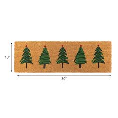 a door mat with three trees on it and measurements for each piece in the line