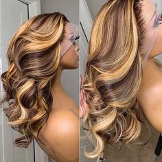 Product Features: Special Brown Highlight Color Lace Closure, Pre-Plucked Hairline Comfortable Fit & Breathable Cap Versatility Hairstyles & Moments Brazilian Wigs, Blond Ombre, Color Rubio, Brazilian Hair Wigs, Honey Blonde Highlights, Honey Hair, Colored Wigs, Wig Human Hair, Body Wave Wig