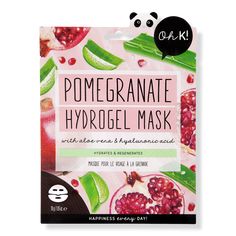 Pomegranate Hydrogel Mask - POMEGRANATE & HYALURONIC HYDROGEL MASKFeaturesCruelty FreeKey IngredientsHyaluronic Acid - Draws water from the air to hydrate the skin.Aloe Vera - Rich in vitamins, amino acids and enzymes to calm and restore skin - Pomegranate Hydrogel Mask Prunus Mume, Multi Masking, Mask Cream, Skin Face Mask, Under Eye Mask, Citrus Aurantifolia, Papaya Fruits, Apple Fruit, Skin Benefits