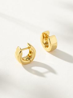 Little Hoop Huggies | Gold | Product Image | Uncommon James Small Thick Gold Hoop Earrings, Cheap Pink Small Hoop Huggie Earrings, Small Hoops Earrings, Thick Gold Hoop Earrings, Thick Gold Hoops, Uncommon James, Shopping Wishlist, Thick Hoop Earrings, Golden Hoops