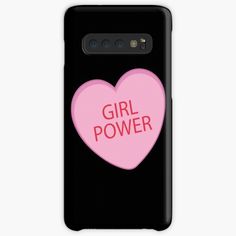 a pink heart with the words girl power on it samsung case / skin phone cover