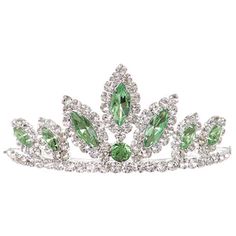 - Color Green - Dazzling Stoned Small Tiara With Comb - Dimension In Inches: 3" Width X 1.5" Tall Green Tiara, Tiana Wedding, Quinceanera Crown, Birthday Party Girl, Crown Hair, Prom Flowers, Crown Tiara, Tiara Crown, Prom Dress Inspiration