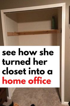 Turn Small Closet Into Office, Convert Closet To Office Small Spaces, Office Ideas At Home Small Spaces, Diy Closet To Office, Built In Shelves Small Spaces, Transform Closet Into Office, Desk Inside Closet Small Spaces, Closet Desk Space, Home Office Hacks Easy Diy