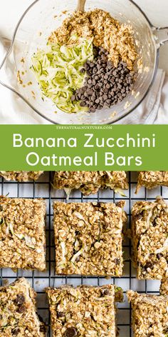 banana zucchini oatmeal bars on a cooling rack