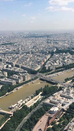 an aerial view of the eiffel tower and river seine in paris, france