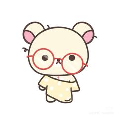 a cartoon bear with glasses on it's face