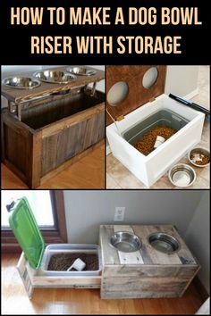 how to make a dog bowl rise with storage