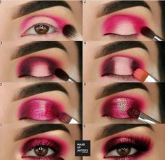 Pink Eye Makeup Tutorial, Eyeshadow Beginners, Rosa Make-up, Easy Eye Makeup Tutorial, Eye Ideas, Natural Eye Makeup Tutorial, Tutorial Eyeshadow, Makeup Skills, Makeup Pictorial