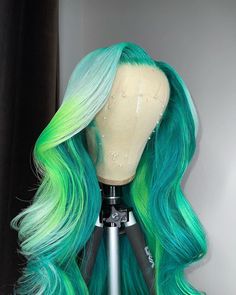 Lace Front Wig Virgin Human Hair Green Ombre 150%Density 18" Green Ombre Wig, Baddie Ideas, Event Hairstyles, Highlight Hair, Frontal Wig Hairstyles, Lace Fronts, Colour Hair, Green Wig, Dyed Hair Inspiration