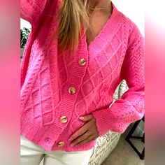 & Merci Cardigan Super Rich, Sweaters & Cardigans, Cardigans, Hot Pink, Sweaters For Women, Cuff, Pink, Women Shopping, Color