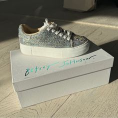 Put A Little Sparkle In Your Step With The Sidny All-Over Rhinestone Platform Sneakers. These Sparkly Sneakers Can Be Paired With Your Best Dress Or Favorite Jeans, Offering A Combination Of Glamour And Stylish Comfort. The Actual Pair Of Sneakers That Will Ship Are Mixed With Product Photos From The Betsey Johnson Website. Exact Sole Measurements And Materials Are Included In The Photo Set. Sparkly Sneakers, Best Dress, Betsey Johnson Shoes, Photo Set, Platform Sneakers, Product Photos, Favorite Jeans, Betsey Johnson, Womens Shoes Sneakers