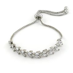 Add a touch of elegance to your outfit with our Gianna Bracelet Silver. This timeless piece features an adjustable design and a classic zircon leaf design. Perfect for any occasion, this bracelet will elevate your look and make you feel effortlessly stylish. Bracelets are 'one size fits most' and are designed to fit wrists up to 8.5" comfortably. Lead & Nickel Free Please be aware that due to the unique and handmade nature of each product, colors, shapes, and bead sizes may vary slightly from th Bar Card, Bead Sizes, Bar Bracelets, Name Bracelet, Elevate Your Look, Custom Bracelets, Diy Charms, Bracelet Silver, Leaf Design