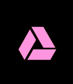 a pink and black logo on a black background