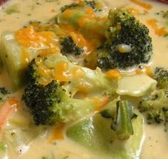 broccoli and cheese soup in a bowl