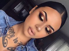 Full Face Makeup Ideas, Face Makeup Ideas, Bold Makeup Looks, Makeup Images, Full Glam, Gold Eyeshadow, Glam Makeup Look