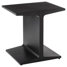 a black square table with an extended base