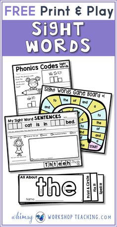 sight words worksheet with the free print and play for sight word workbooks