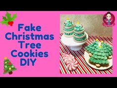 fake christmas tree cookies are on the table