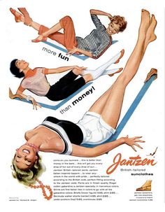 Beatnik Fashion, Pete Hawley, Jantzen Swimwear, Funny Commercial Ads, Beatnik Style, Funny Commercials, Commercial Ads, Funny Ads, Retro Ads