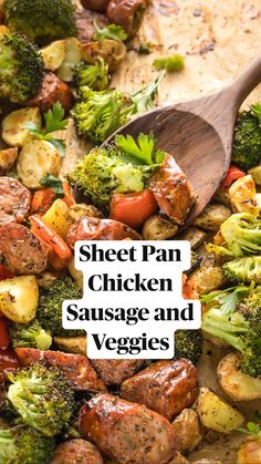 sheet pan chicken sausage with broccoli and red peppers