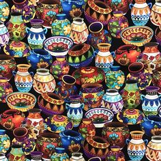 an image of many colorful vases on display